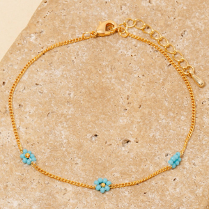 Glass Beaded Flowers Dainty Chain Bracelet
