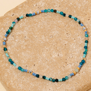 Dainty Glass And Metallic Beaded Elastic Bracelet