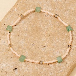 Stone And Glass Beaded Dainty Elastic Bracelet
