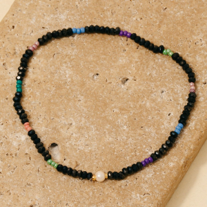 Pearl Bead Charm Faceted Glass Beaded Bracelet