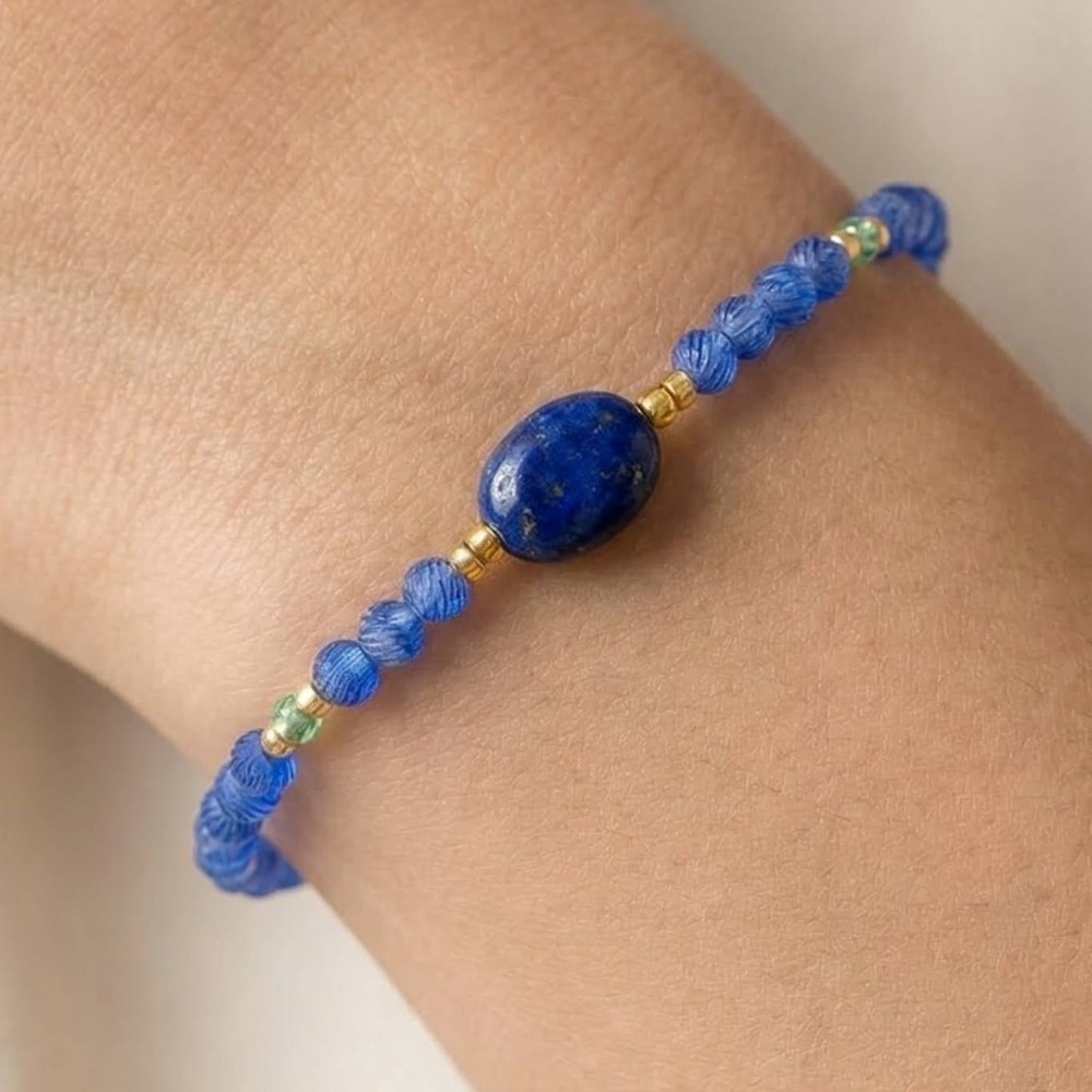 Faceted Gem Charm Glass Beaded Bracelet