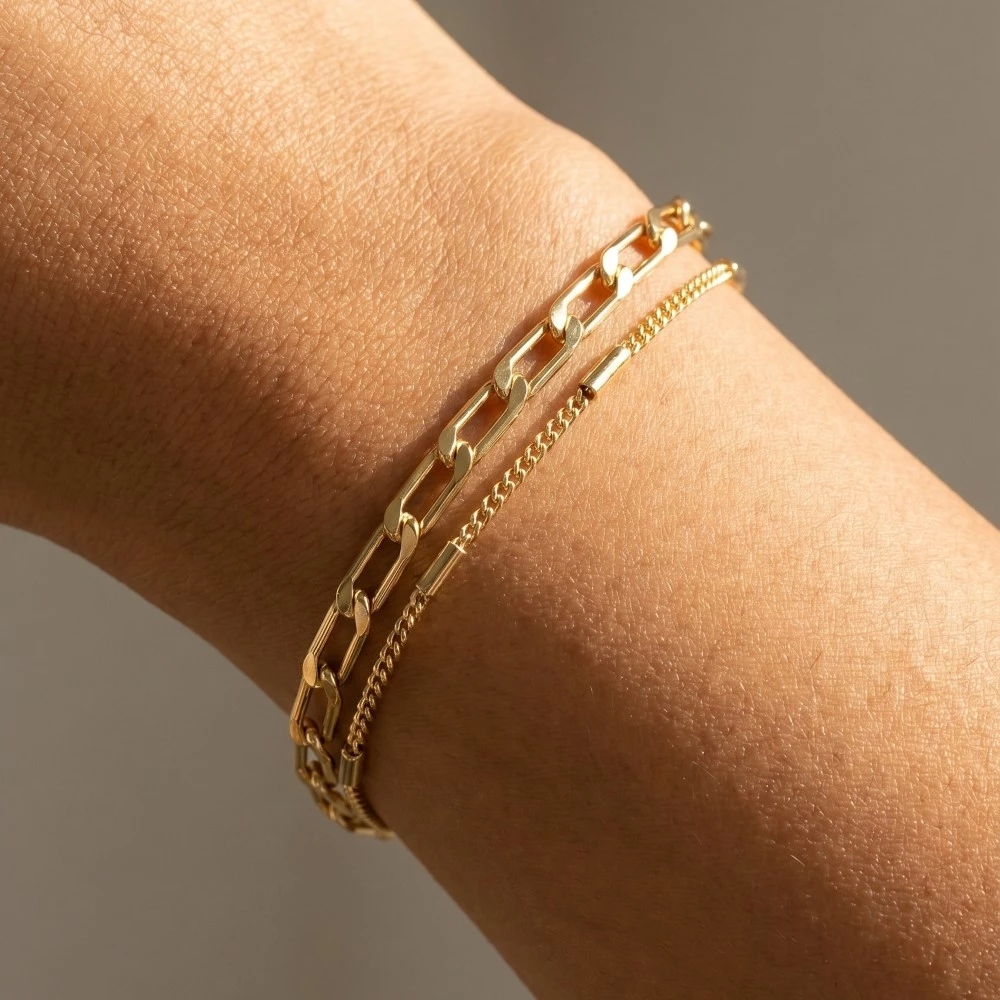 Double Curb Chain Bracelet