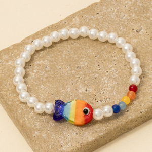 Acrylic Rainbow Fish Beaded Bracelet