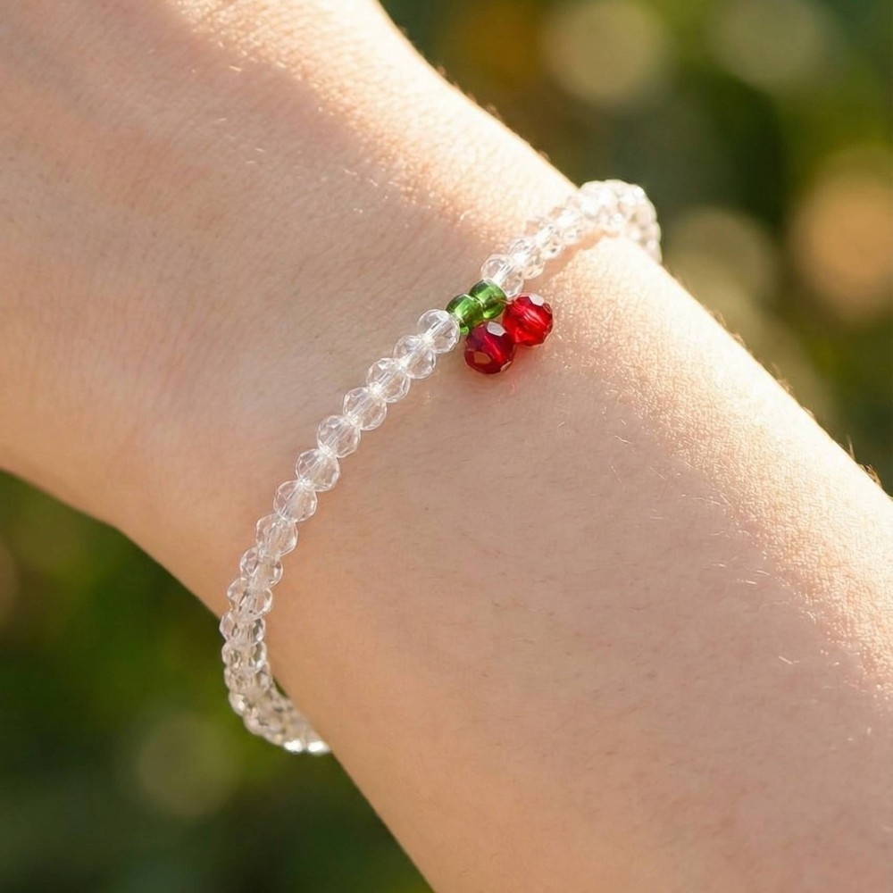 Glass Beaded Cherry Bracelet