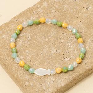 Fish Charm Glass Beaded Bracelet