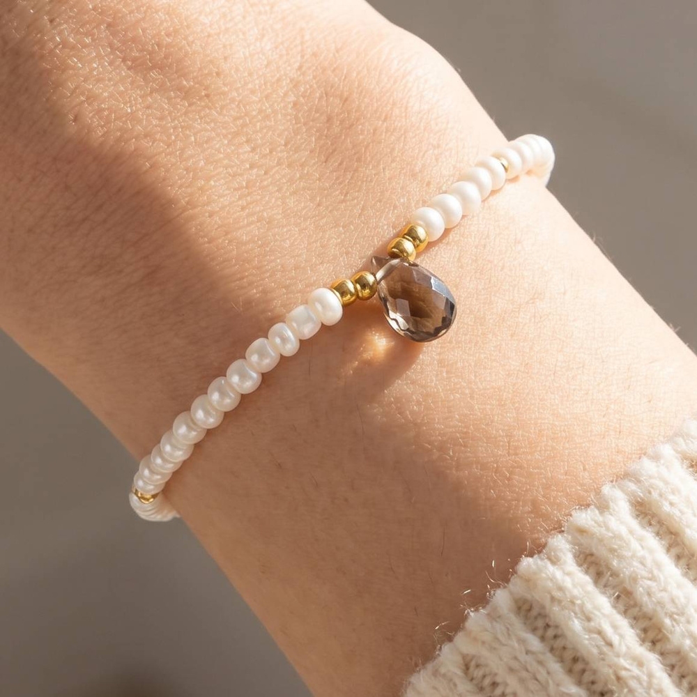 Seed Bead Bracelet With Crystal Pendant Drop
