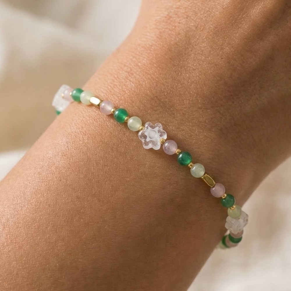 Glass Beaded Flower Bracelet