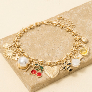 Assorted Charms Intricate Chain Bracelet