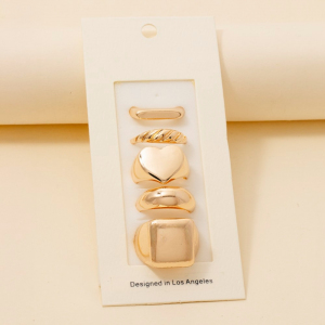 5Pc Mixed Signet Band Rings Set