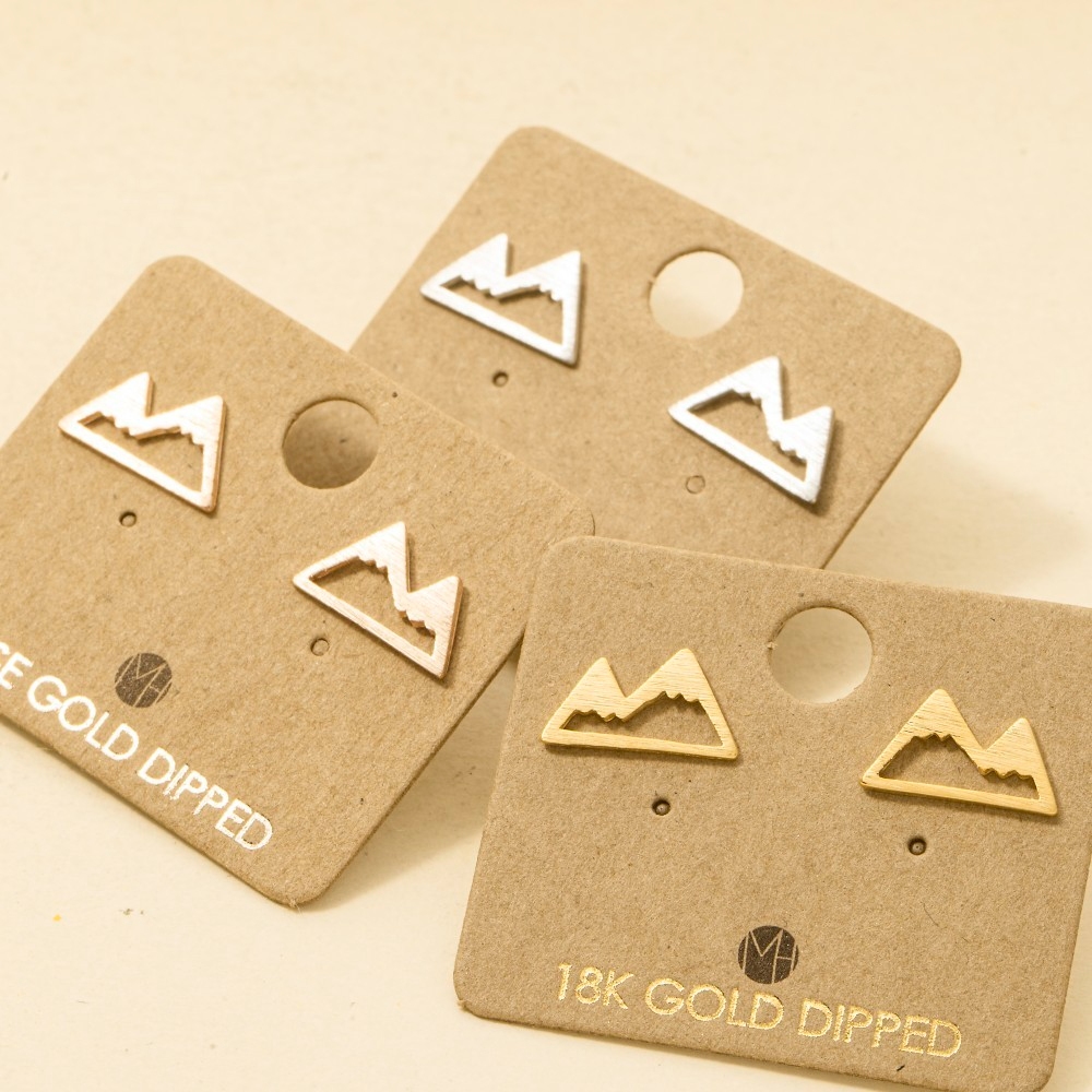 Gold Dipped Mini Mountain Cutout Stud Earrings