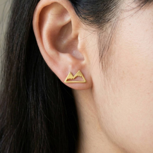Gold Dipped Mini Mountain Cutout Stud Earrings