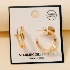 Gold Dipped Nail Loop Hoop Earrings