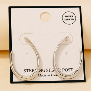 Gold Dipped Curved Oval Stud Drop Earrings