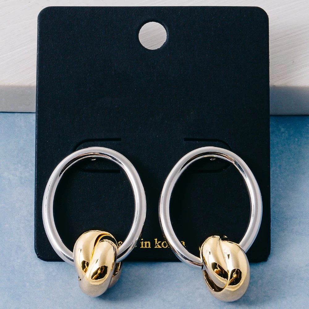 Polished Knot Charm Oval Hoop Earrings