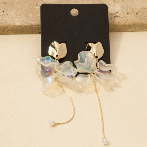 Iridescent And Metallic Petals Dangle Earrings