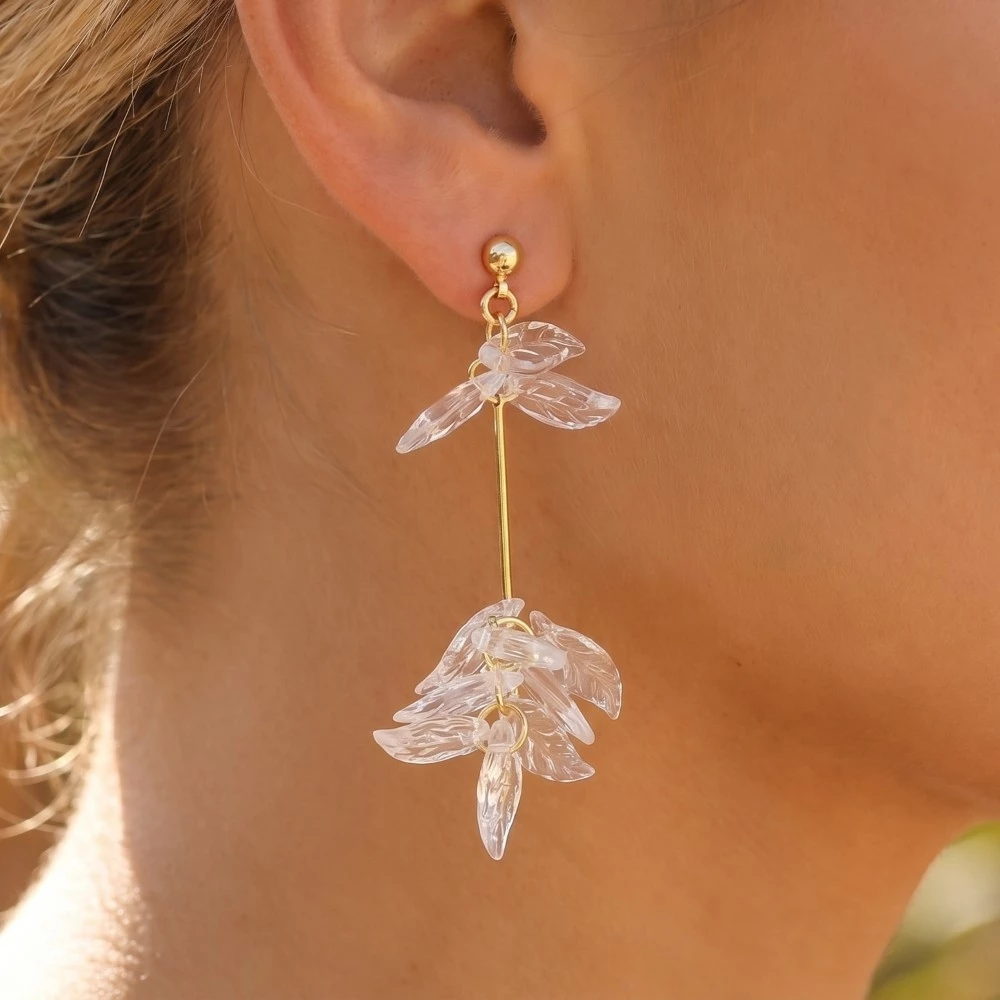 Acrlyic Leaves Bar Dangle Earrings