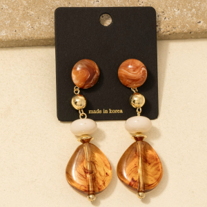 Mixed Vintage Marble Acrylic Beads Dangle Earrings