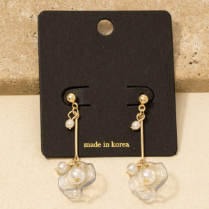 Ball Beads Leaf Dangle Drop Earrings