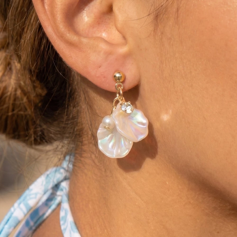 Iridescent Resin Leaf Drop Earrings