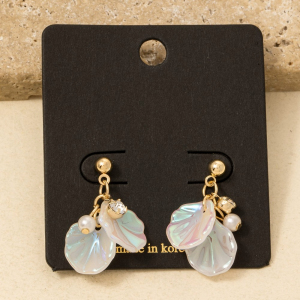 Iridescent Resin Leaf Drop Earrings