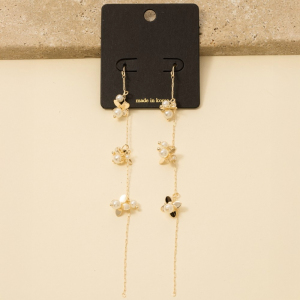 Petals And Pearls Dangle Chain Earrings