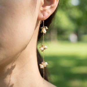 Petals And Pearls Dangle Chain Earrings