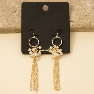 Small Pearls And Chains Dangle Hook Earrings