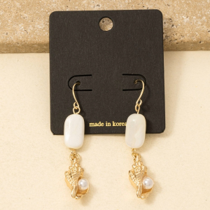 Conch Seashell Dangle Drop Earrings