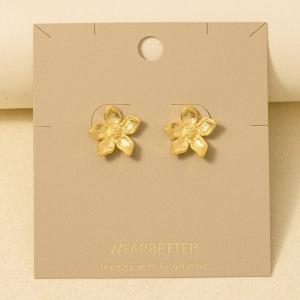 Metallic Flower Stud Earrings