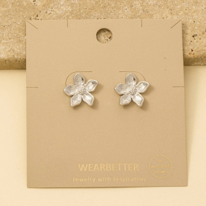Metallic Flower Stud Earrings