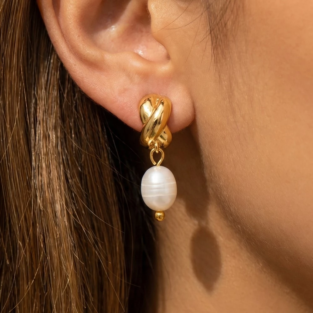 Mini Oval Pearl Drop Earrings