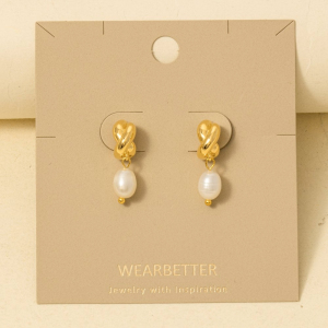 Mini Oval Pearl Drop Earrings