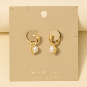 Mini Pearl Drop Huggie Earrings