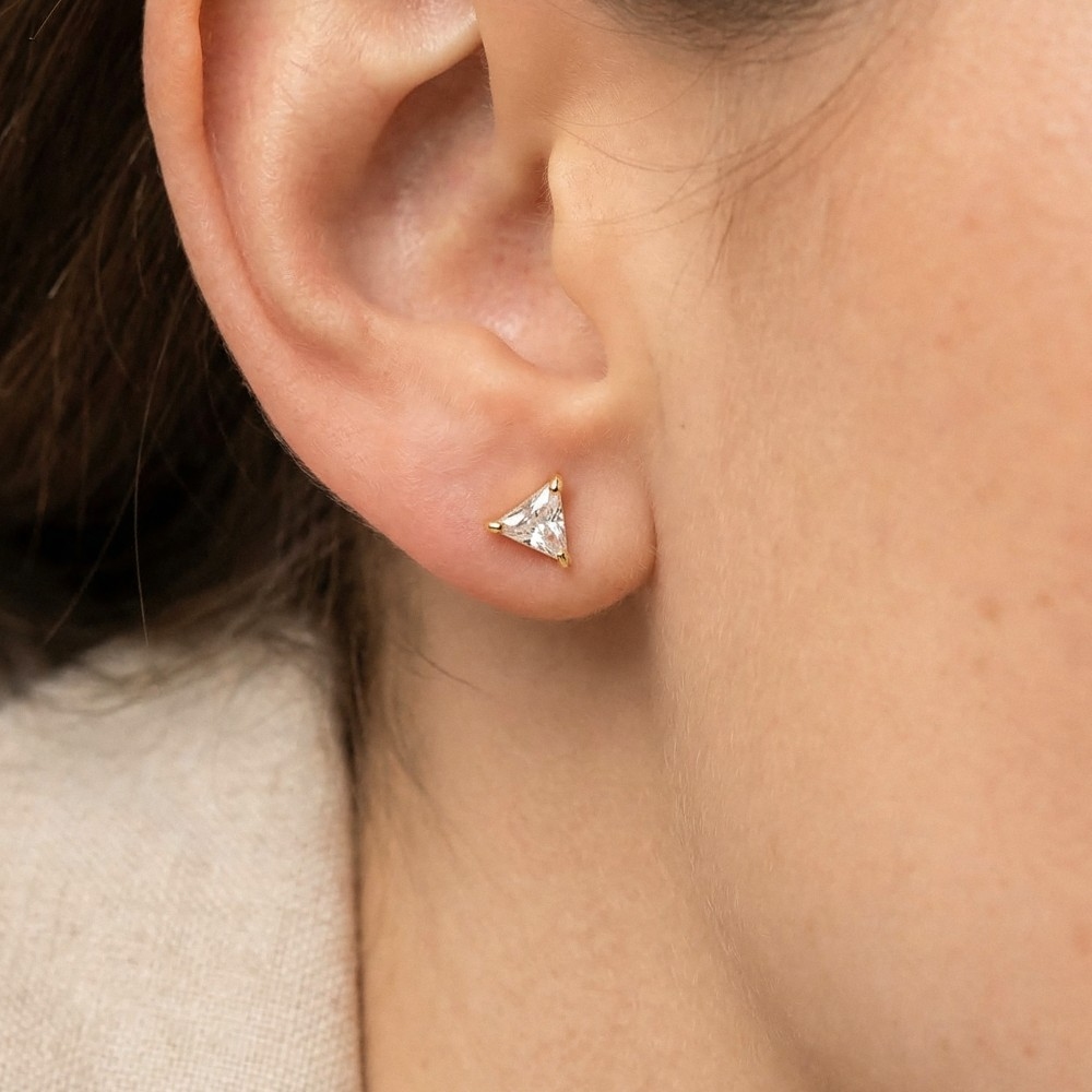 Gold Dipped Mini Triangle Stud Earrings
