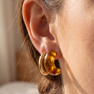 Amber Resin Double Hoop Earrings