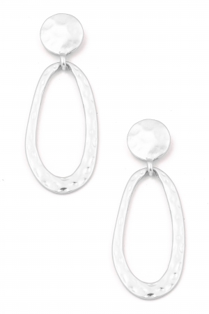 Dented Oval Dangle Hoop Earring