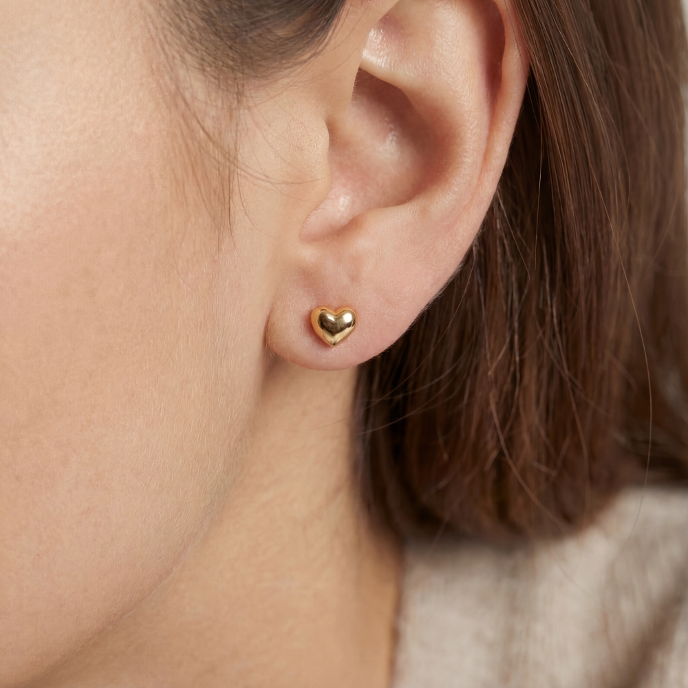 Gold Dipped Mini Heart Stud Earrings