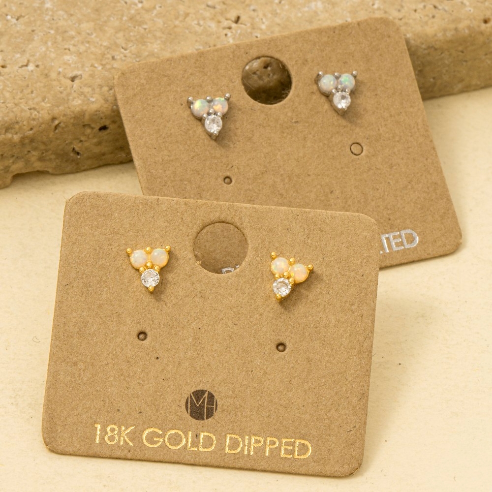 Mini Triple Opal Stud Earrings