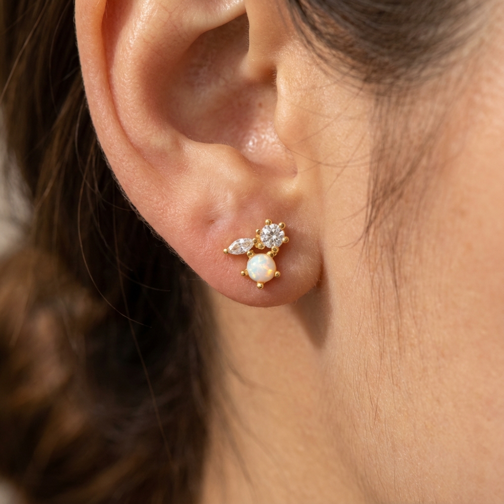 Mini Triple Rhinestone Stud Earring