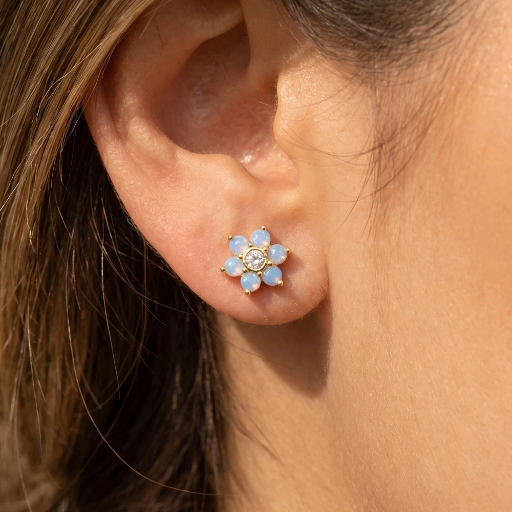 Gold Dipped Dainty Flower Stud Earrings