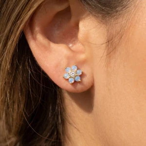 Gold Dipped Dainty Flower Stud Earrings