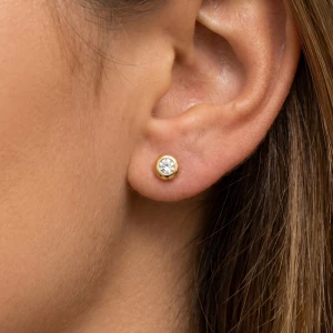 Gold Dipped Cz Stud Earrings