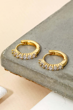 Mini Rhinestone Crown Huggie Earrings