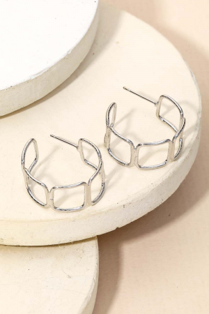 Wire Square Huggie Earrings