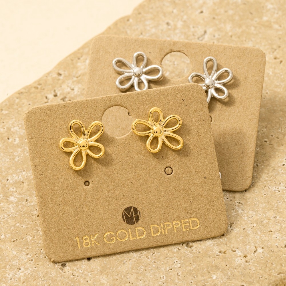 Flower Outline Stud Earrings