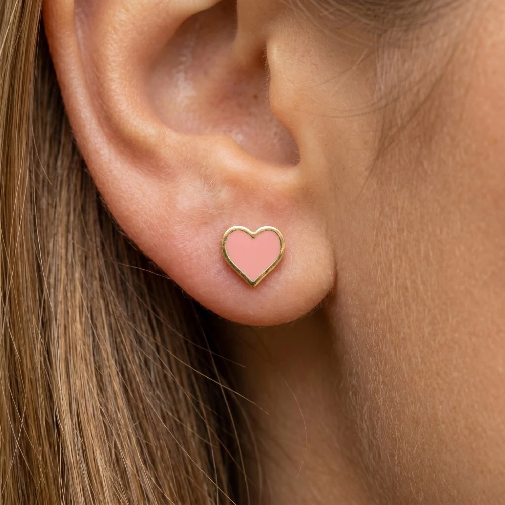 Enamel Mini Heart Stud Earrings