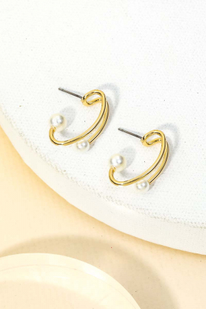 Ornate Hoop Pearl Earrings