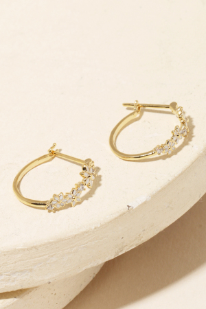 Mini Enamel Flower Latch Hoop Earrings
