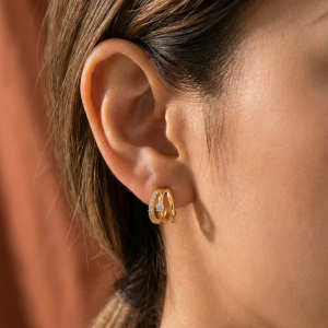 Pave Layered Hoop Huggie Earrings