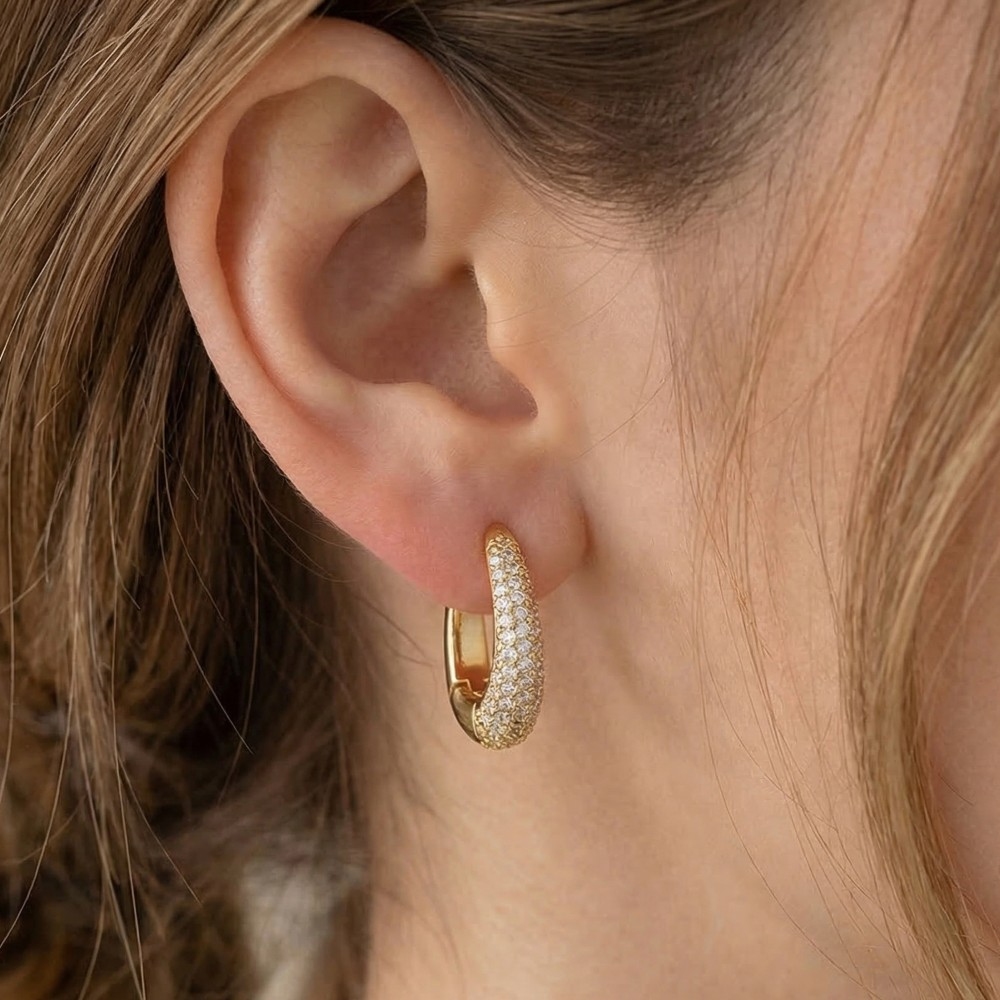 Pave Small Huggies Earrings